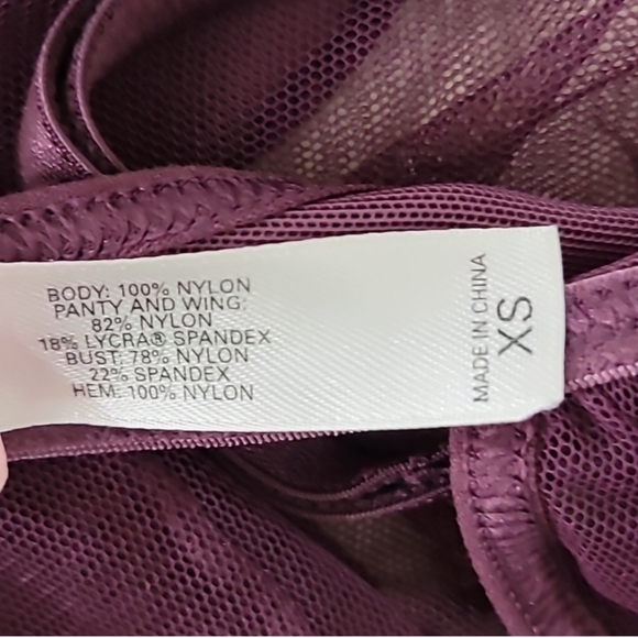 Victoria's Secret Nightie Purple Sheer Tulle Flyaway Front Cutout Back Lace Trim - Picture 10 of 10